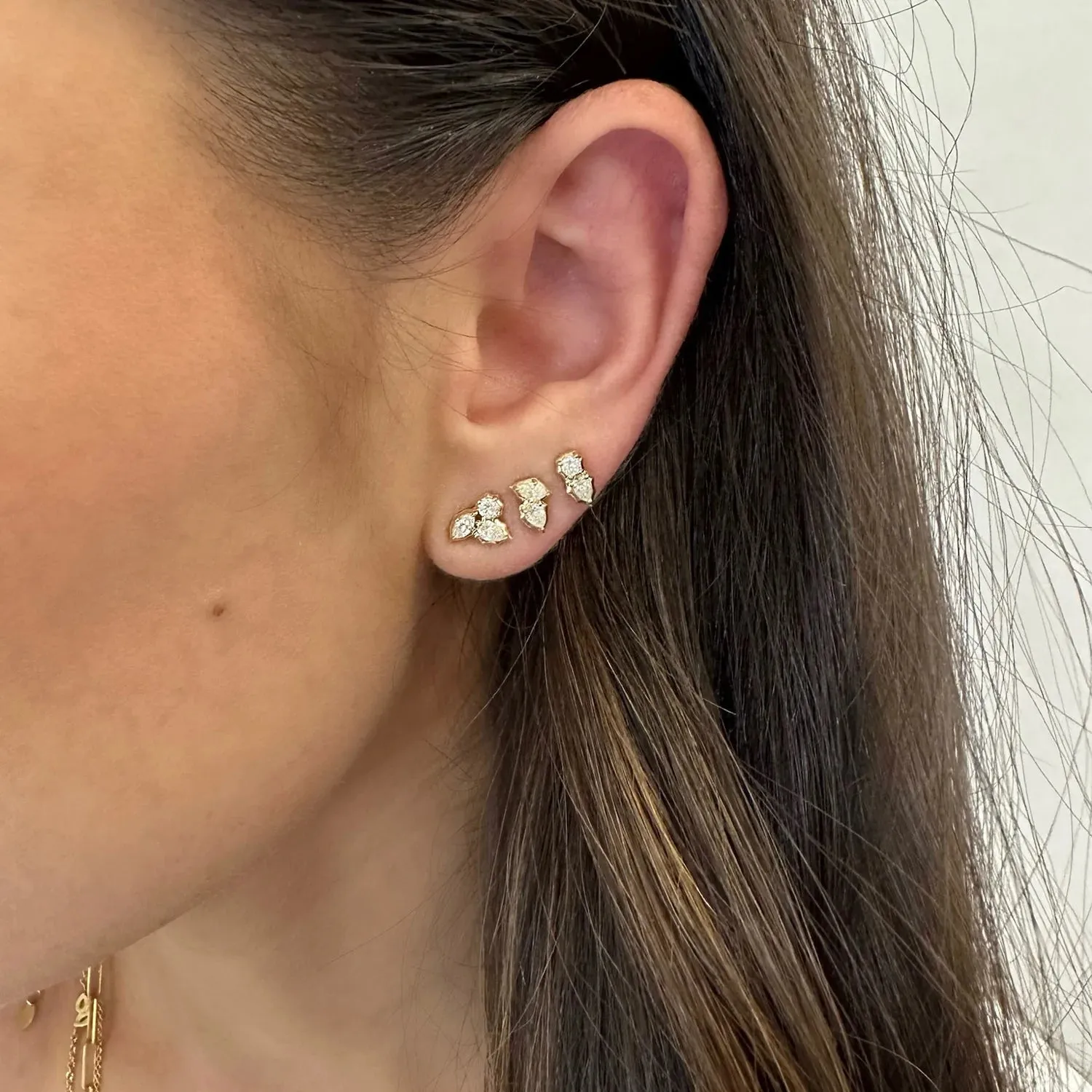 18K Gold "Posey" Two-Stone Diamond Stud Earrings