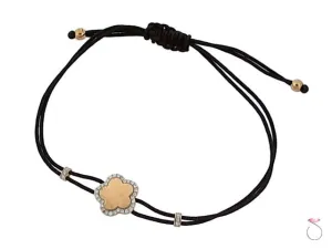 18K Rose Gold .20ct Diamond Flower Adjustable String Bracelet Sale