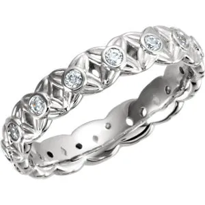 18K White 3/8 CTW Diamond Sculptural-Inspired Eternity Band Size 7.5