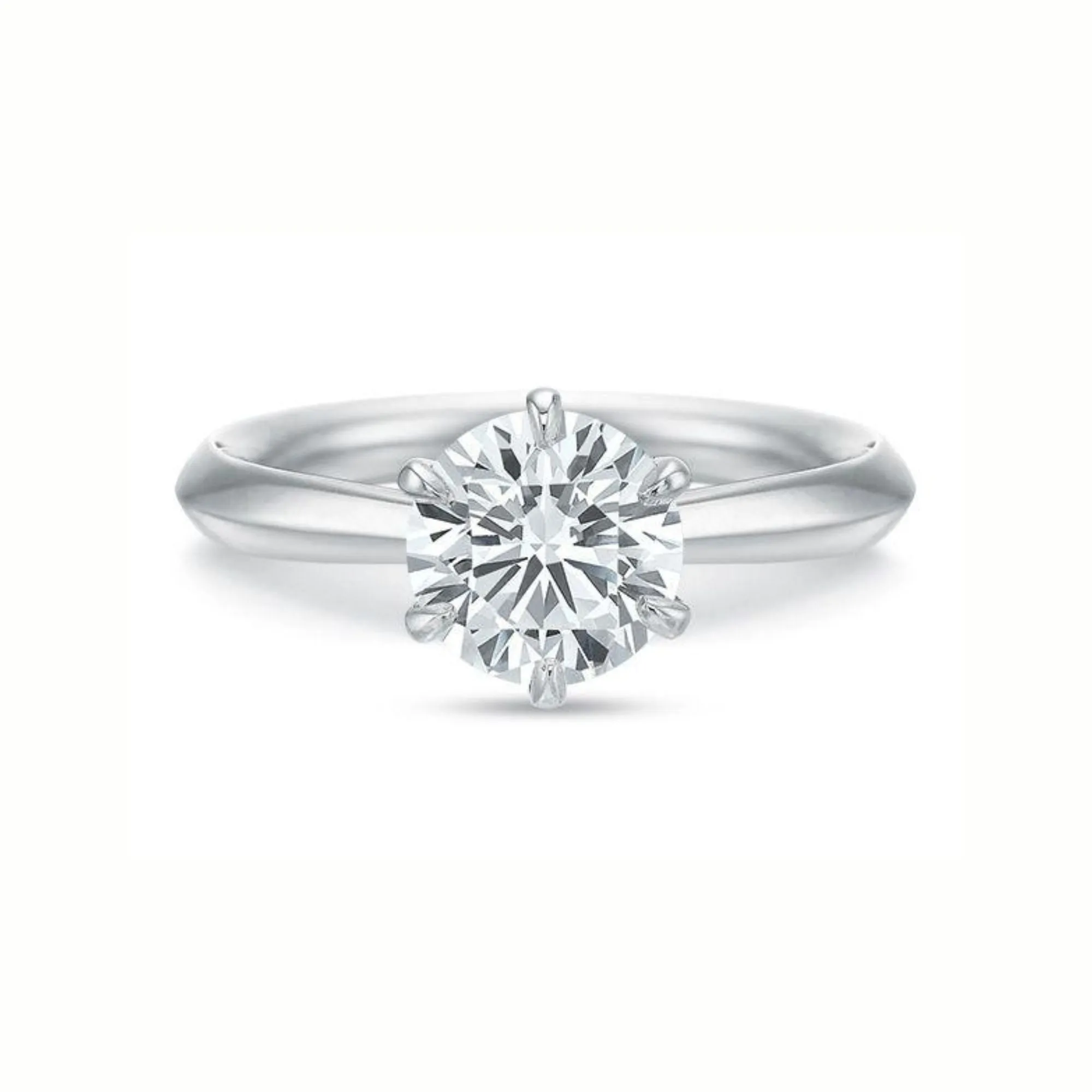 18K White Gold classic 6-prong solitaire Engagement Ring mounting (Setting Only)