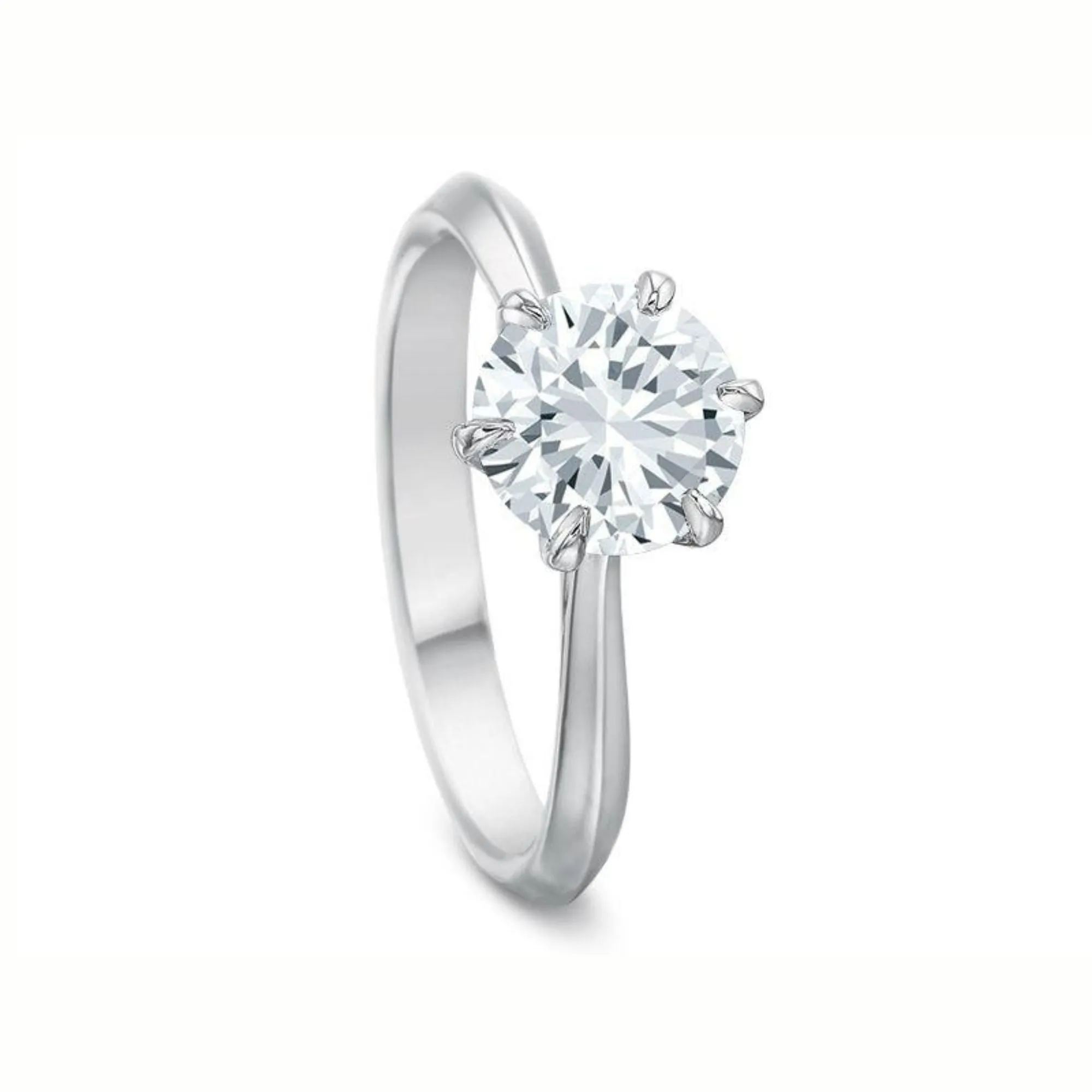 18K White Gold classic 6-prong solitaire Engagement Ring mounting (Setting Only)