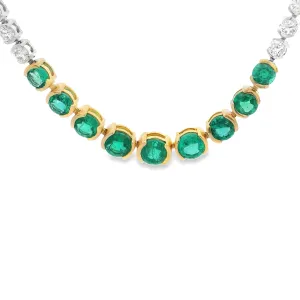 18k White Gold Emerald & Diamond Necklace