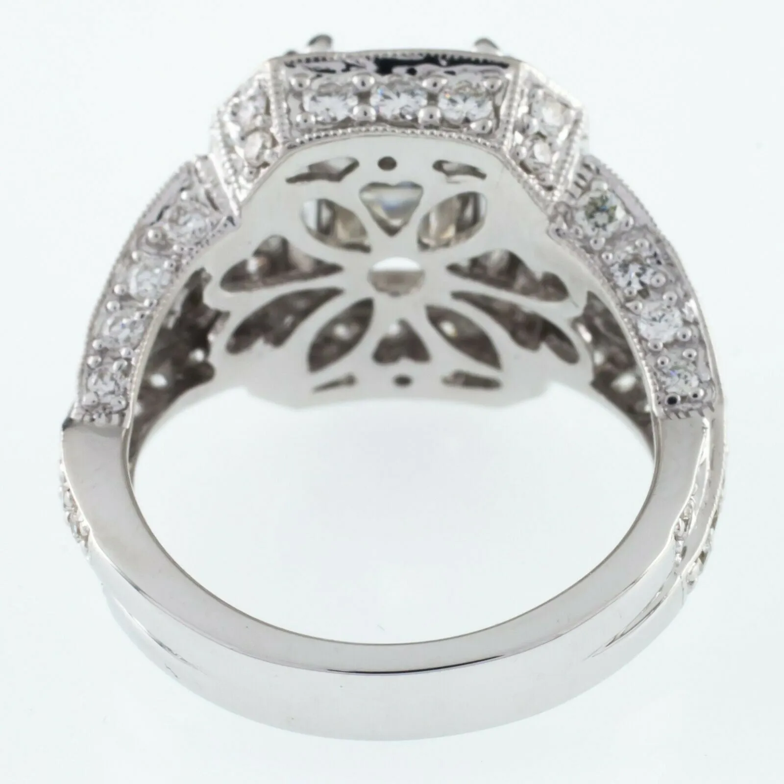 18k White Gold Emerald Cut Diamond Solitaire Ring w/ Accent Stones TDW = 4.5 ct