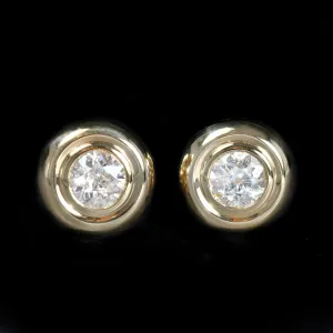 18K Yellow Gold 1.29 CTW Old European Cut Diamond Stud Earrings