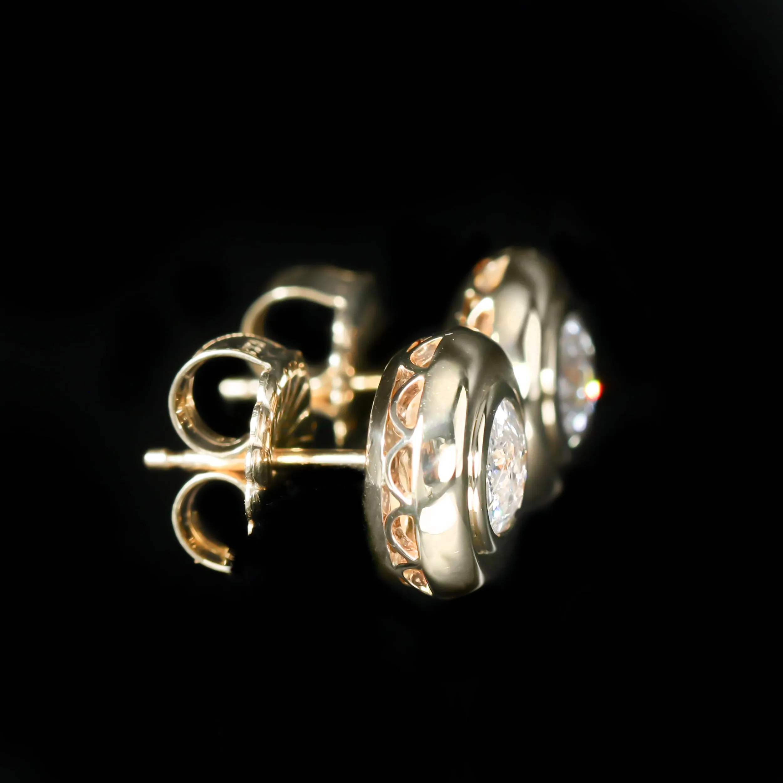 18K Yellow Gold 1.29 CTW Old European Cut Diamond Stud Earrings