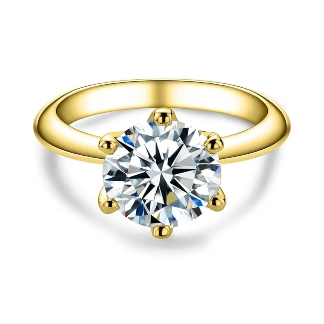 18k Yellow Gold Overlay Diamond Solitaire Engagement Ring
