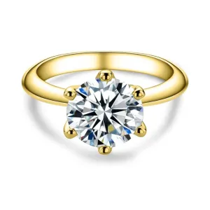 18k Yellow Gold Overlay Diamond Solitaire Engagement Ring