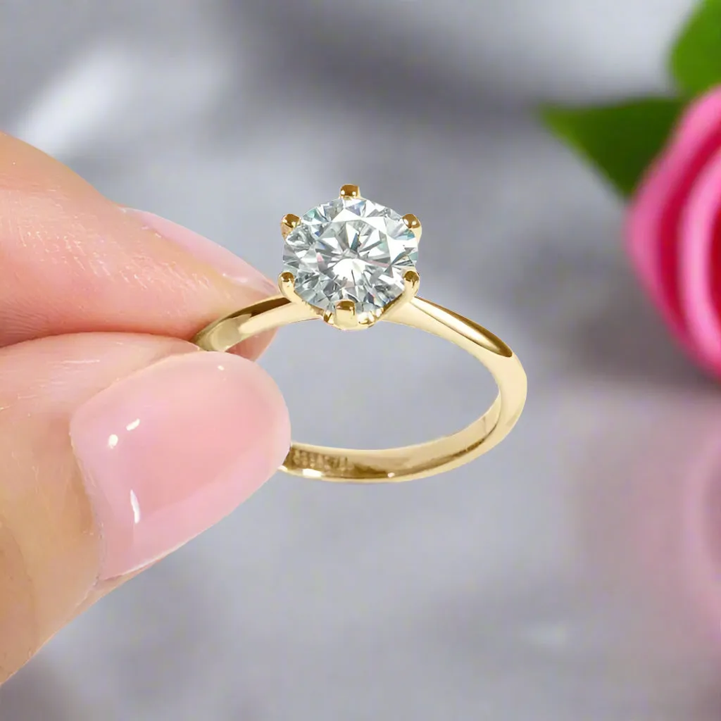 18k Yellow Gold Overlay Diamond Solitaire Engagement Ring