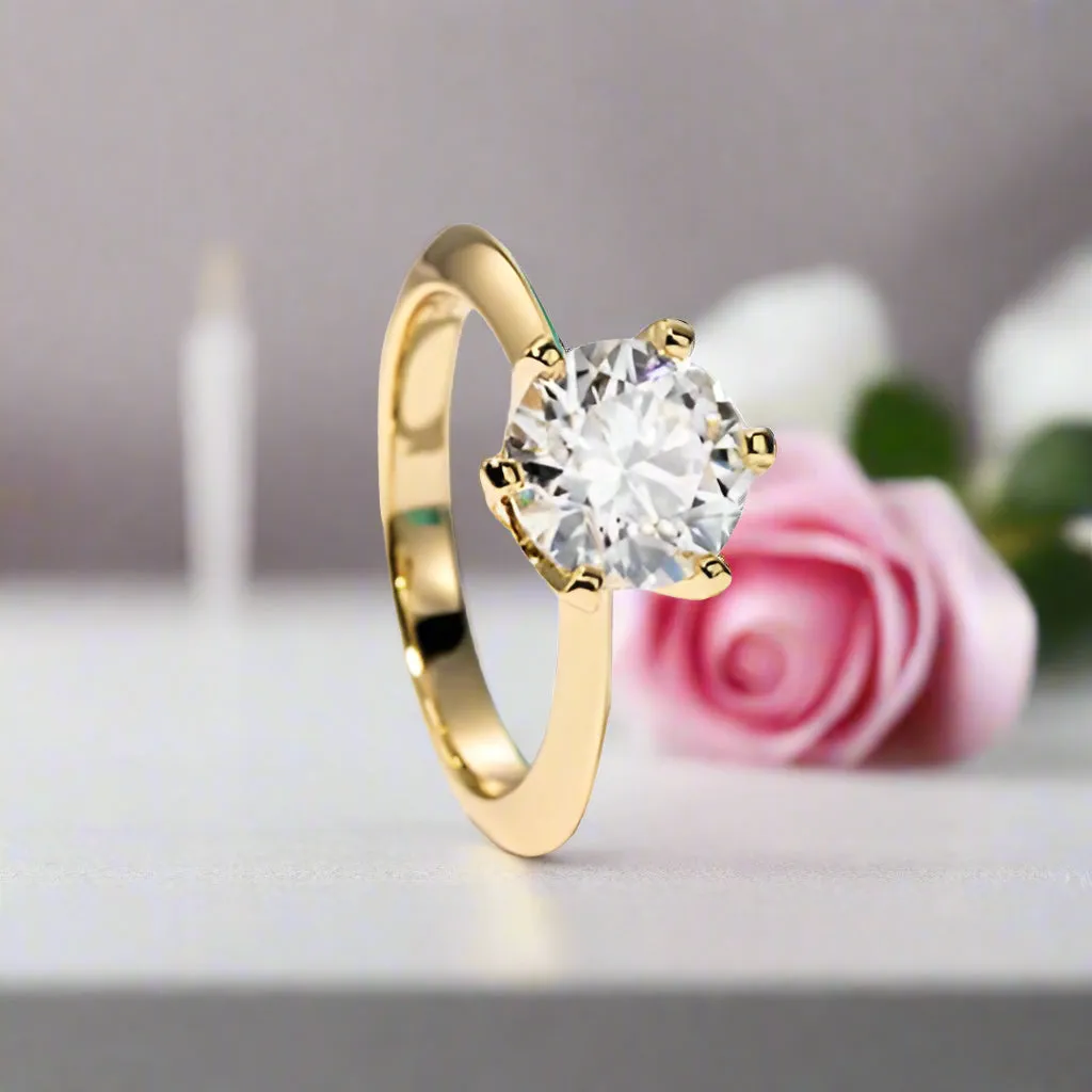 18k Yellow Gold Overlay Diamond Solitaire Engagement Ring