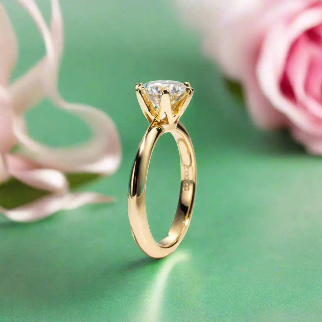 18k Yellow Gold Overlay Diamond Solitaire Engagement Ring