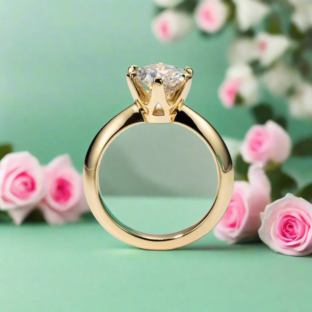 18k Yellow Gold Overlay Diamond Solitaire Engagement Ring