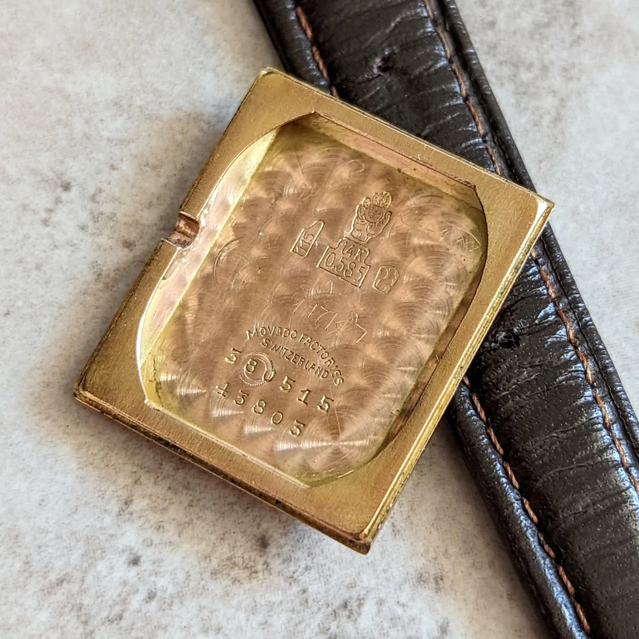 1940s MOVADO Wristwatch 14K Rose Gold 17 Jewels Cal. 375 Vintage Watch Swiss
