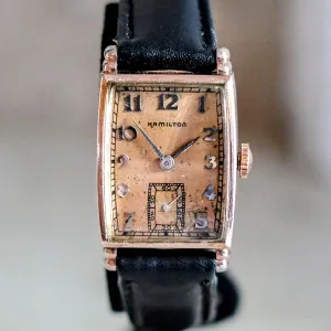 1941 HAMILTON Myron Wristwatch 10K Coral (Rose) G.F. Watch Grade 980 U.S.A. Made
