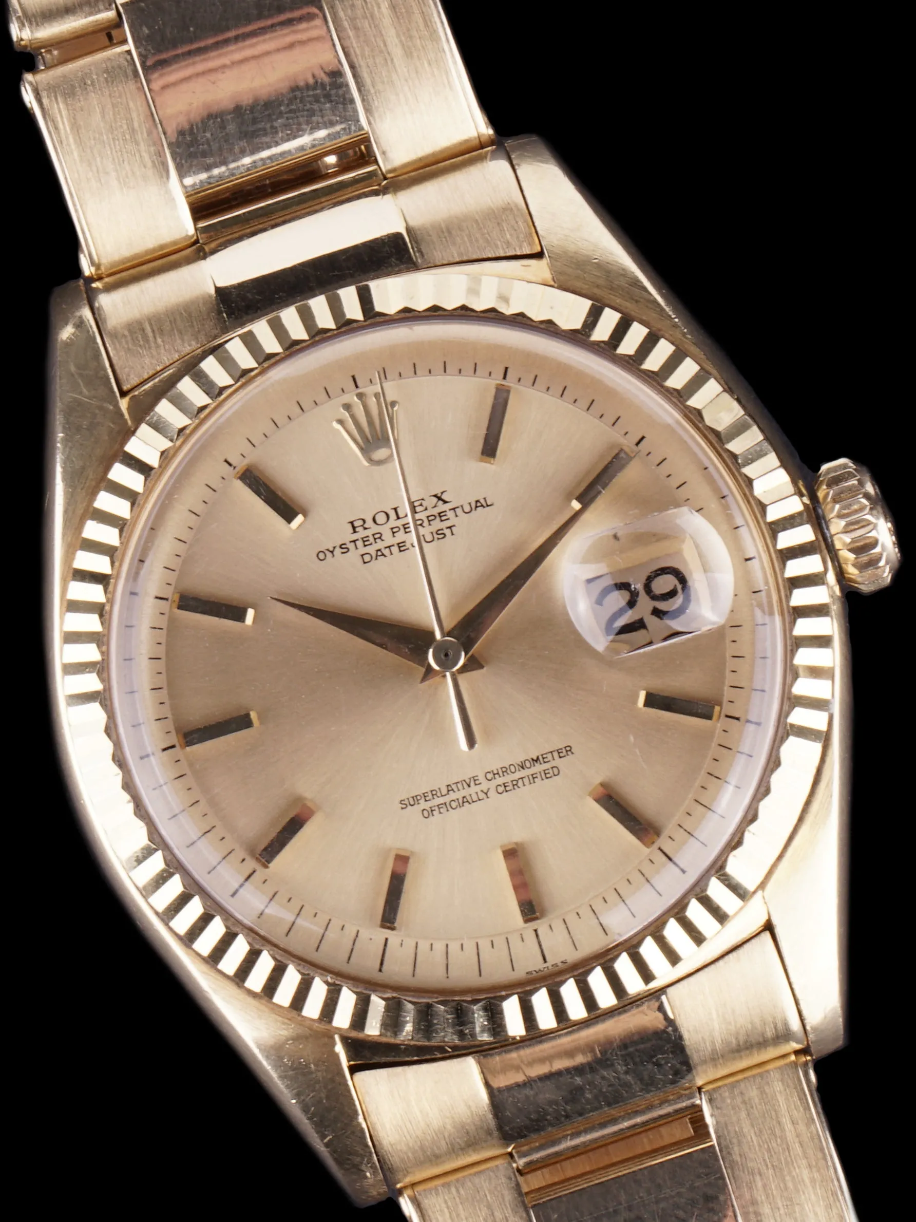 1960 Rolex Datejust (Ref. 1601) 18K YG "Swiss Only" No-Lume Dial