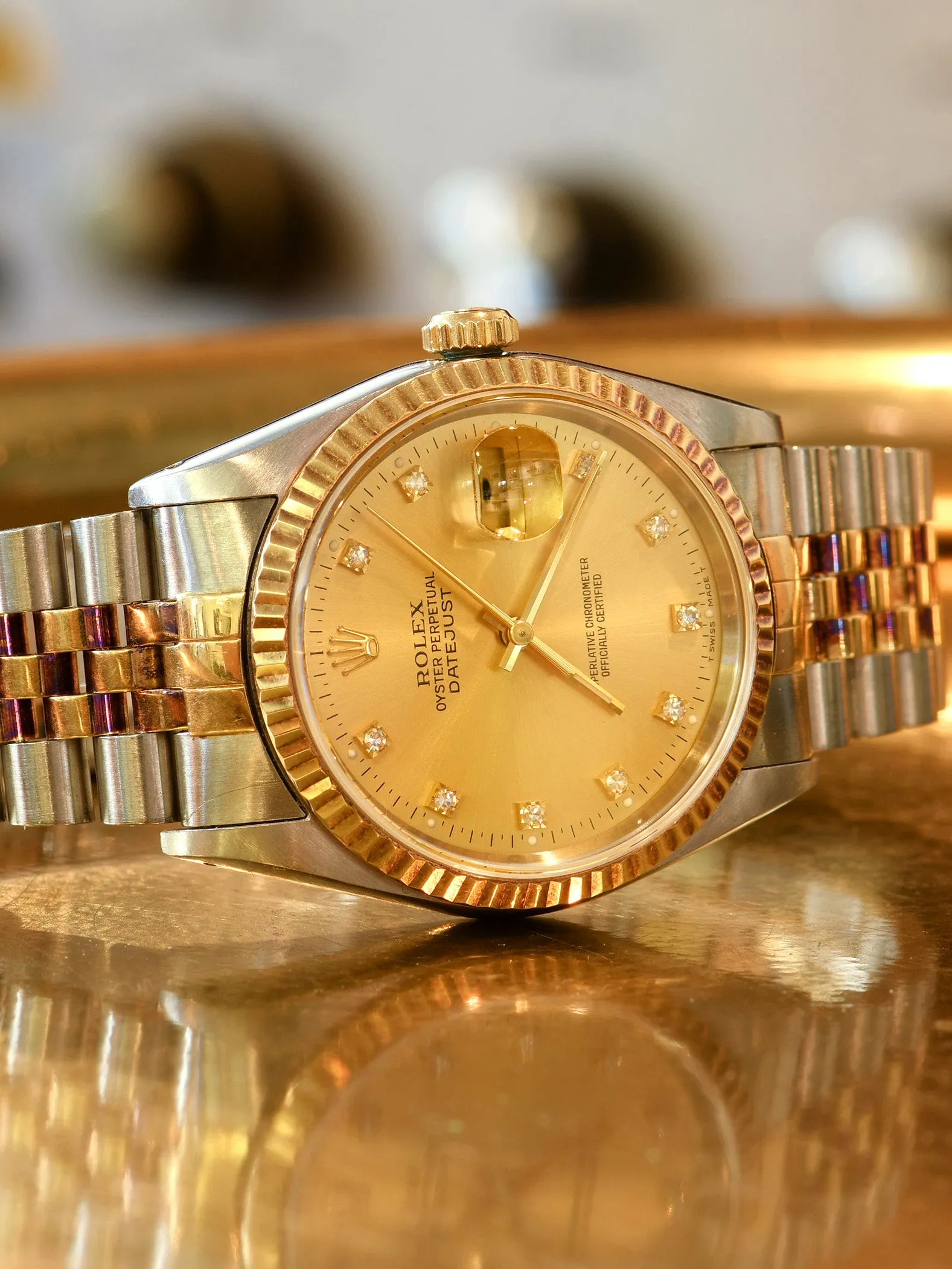 1991 Rolex Two-Tone Datejust (Ref. 16233) W/ Factory Diamond Champagne Dial