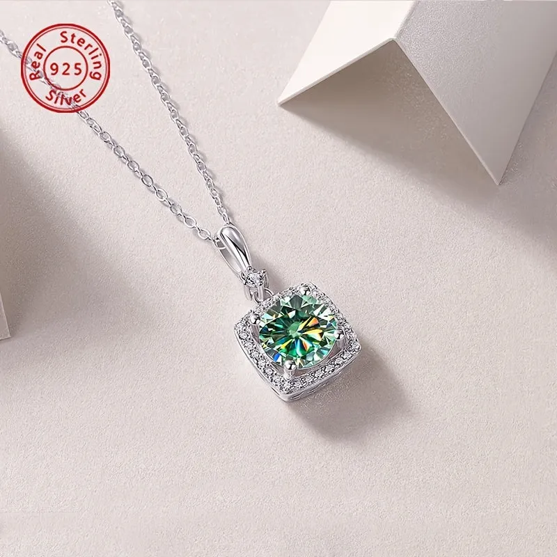 2 Carat Moissanite Emerald Cut Pendant Necklace 925 Silver Ideal for Daily Wear