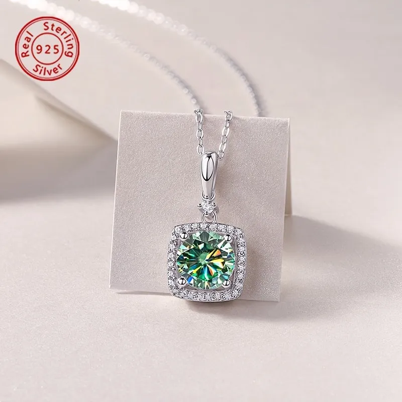 2 Carat Moissanite Emerald Cut Pendant Necklace 925 Silver Ideal for Daily Wear