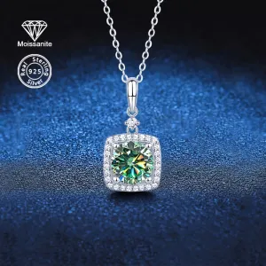 2 Carat Moissanite Emerald Cut Pendant Necklace 925 Silver Ideal for Daily Wear