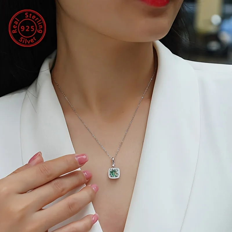2 Carat Moissanite Emerald Cut Pendant Necklace 925 Silver Ideal for Daily Wear