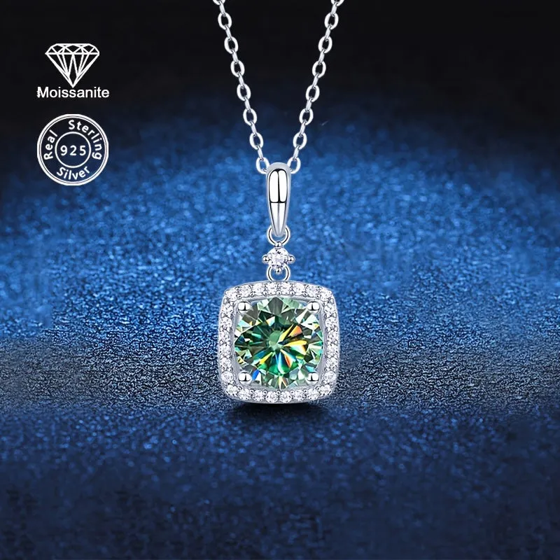 2 Carat Moissanite Emerald Cut Pendant Necklace 925 Silver Ideal for Daily Wear