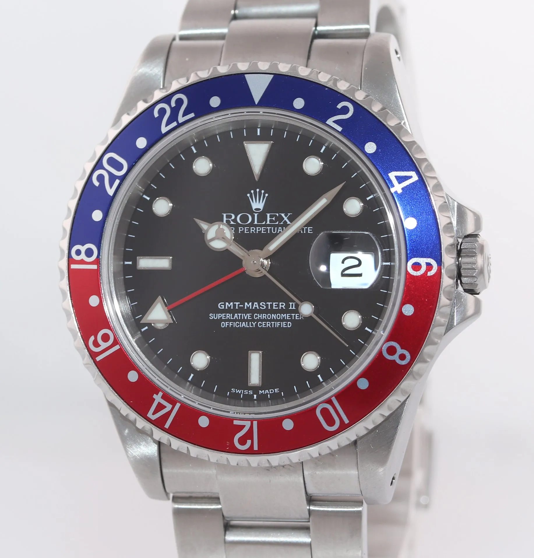 2000 MINT Rolex GMT-Master II Pepsi Steel Blue Red 16710 Watch Watch SEL Box