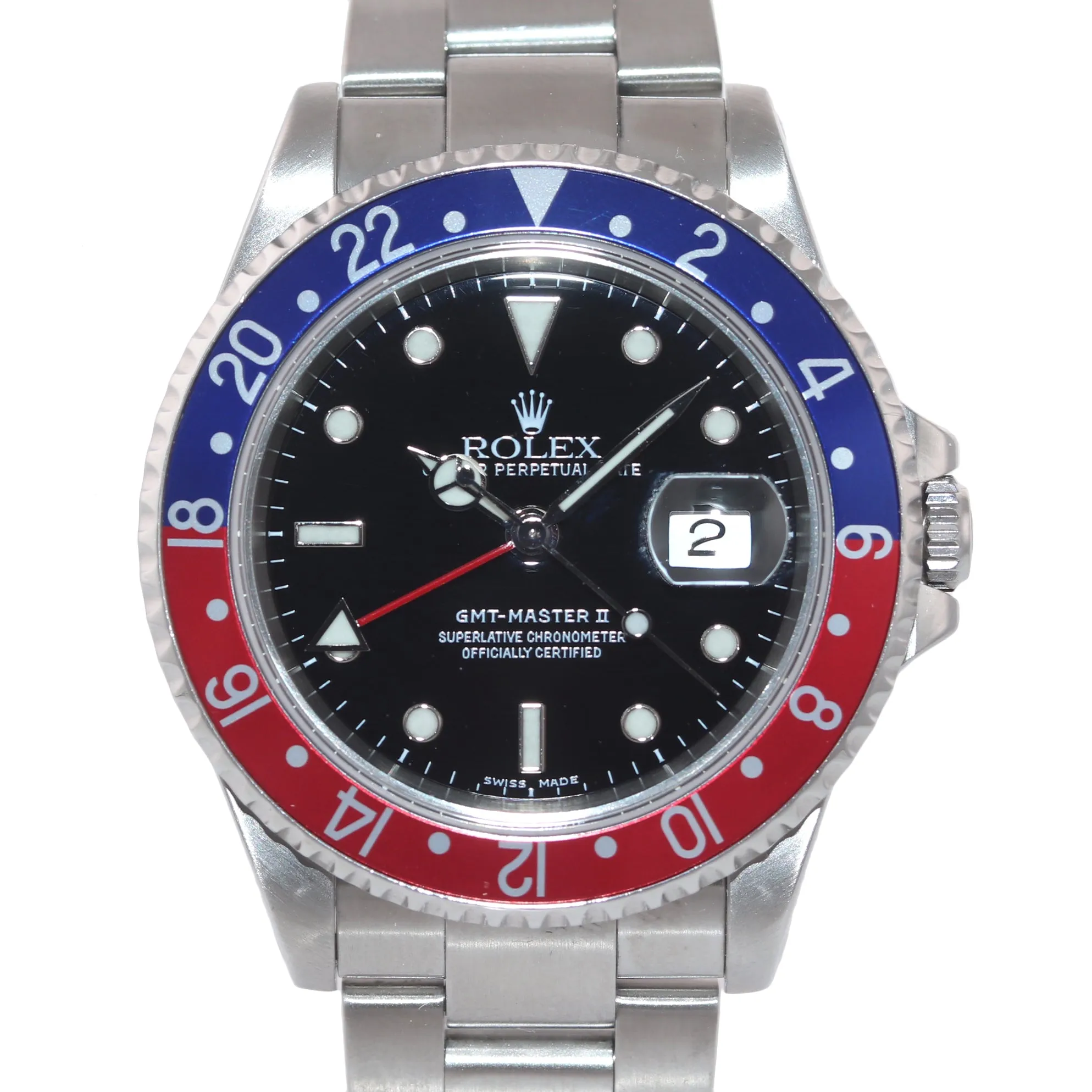 2000 MINT Rolex GMT-Master II Pepsi Steel Blue Red 16710 Watch Watch SEL Box
