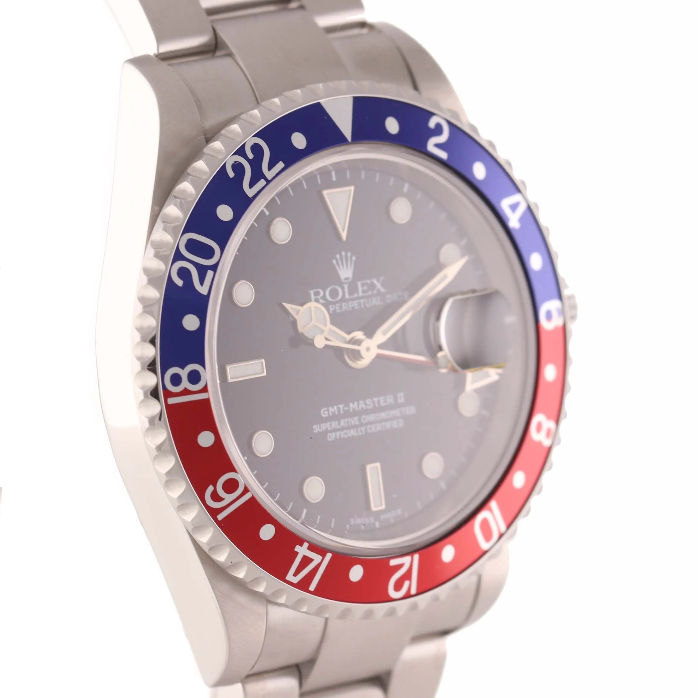 2004 Rolex GMT-Master 2 Pepsi Steel 16710 40mm Watch No Holes Black Dial Watch