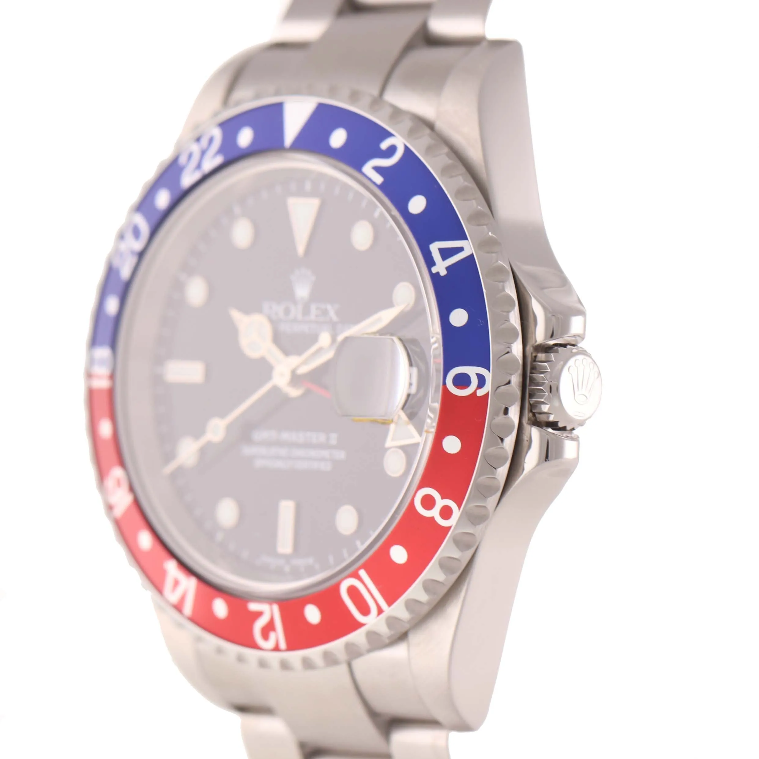 2004 Rolex GMT-Master 2 Pepsi Steel 16710 40mm Watch No Holes Black Dial Watch