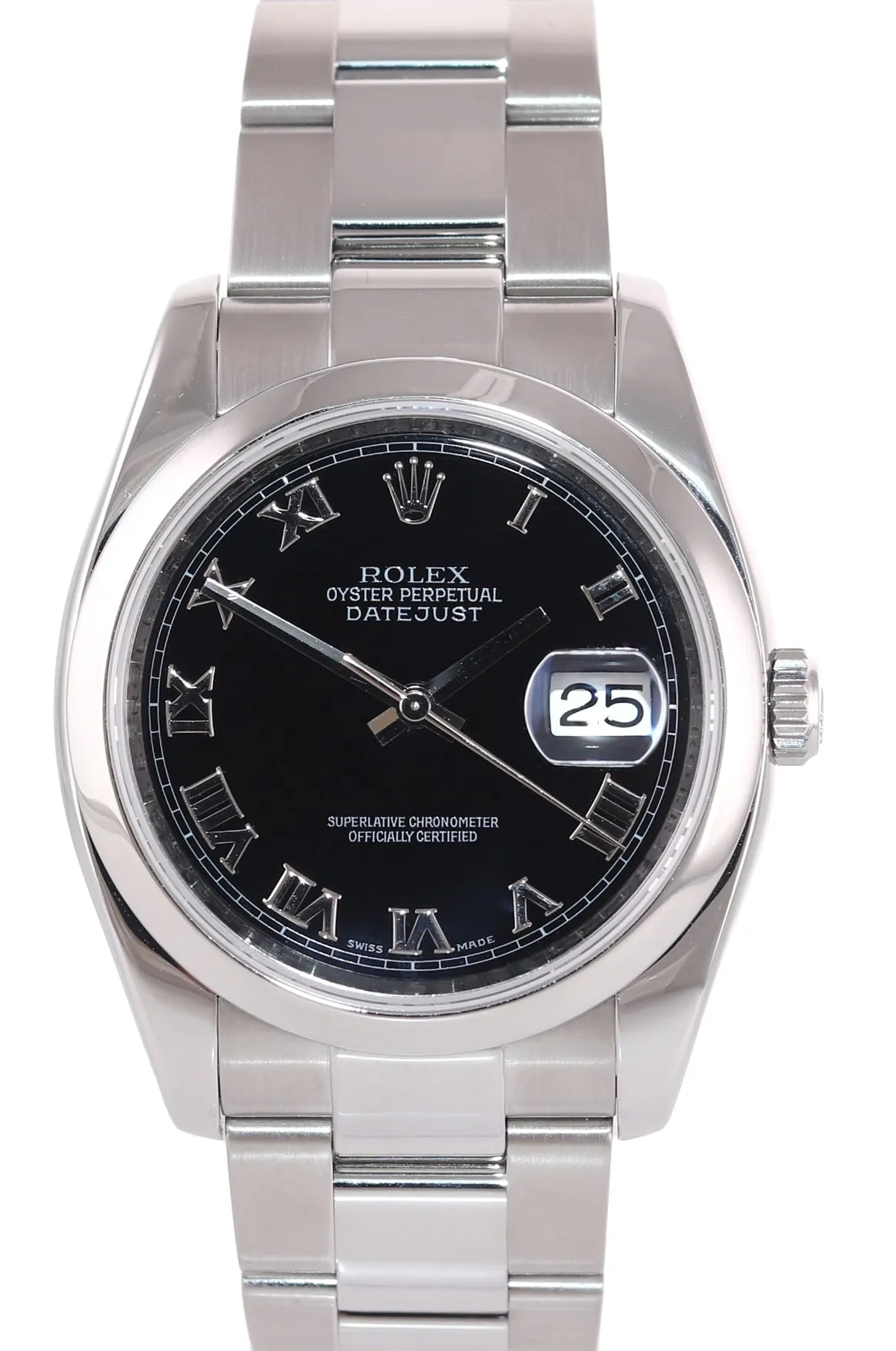 2007 Papers Rolex DateJust 36 116200 Black Roman Oyster Steel 36mm Watch Box