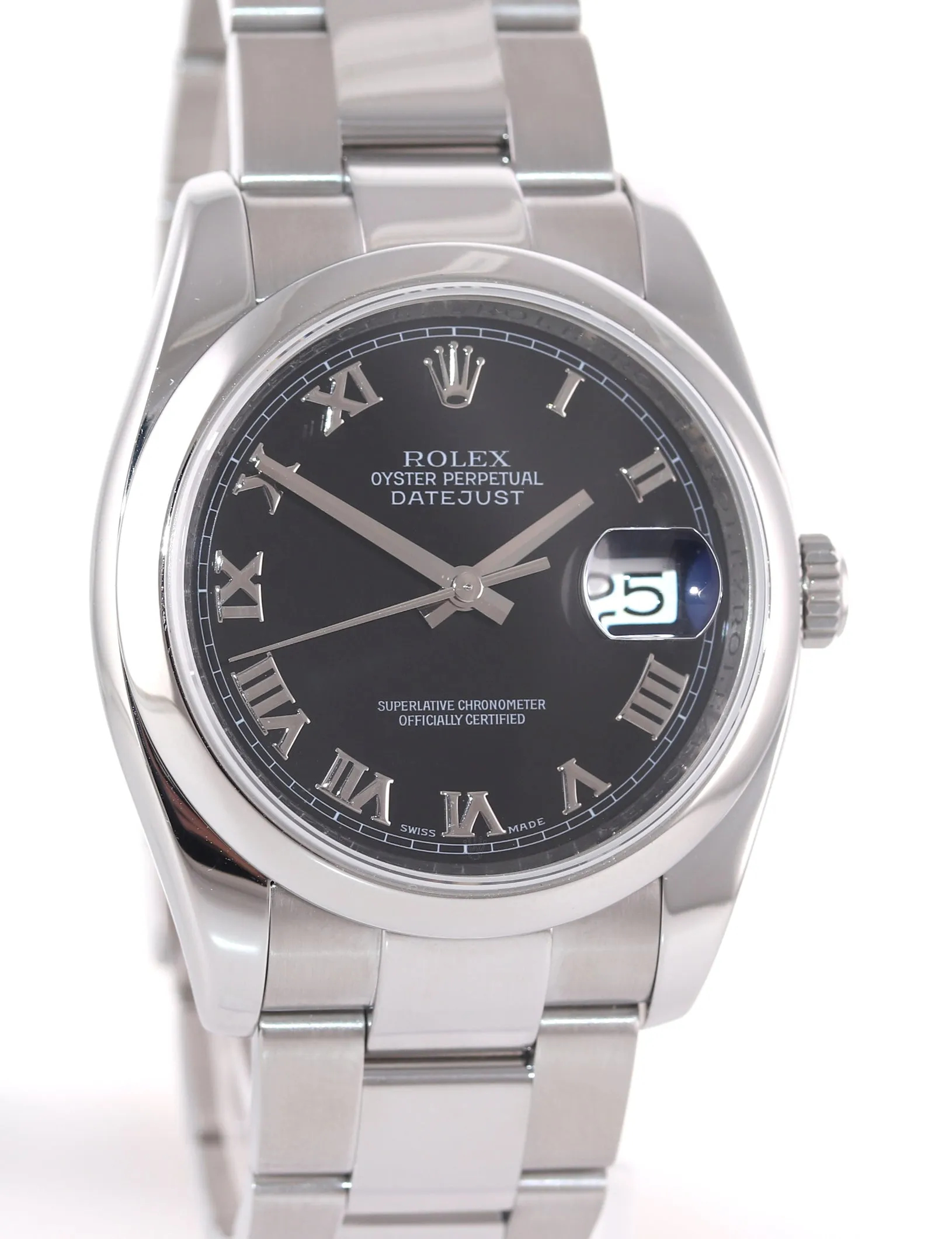 2007 Papers Rolex DateJust 36 116200 Black Roman Oyster Steel 36mm Watch Box