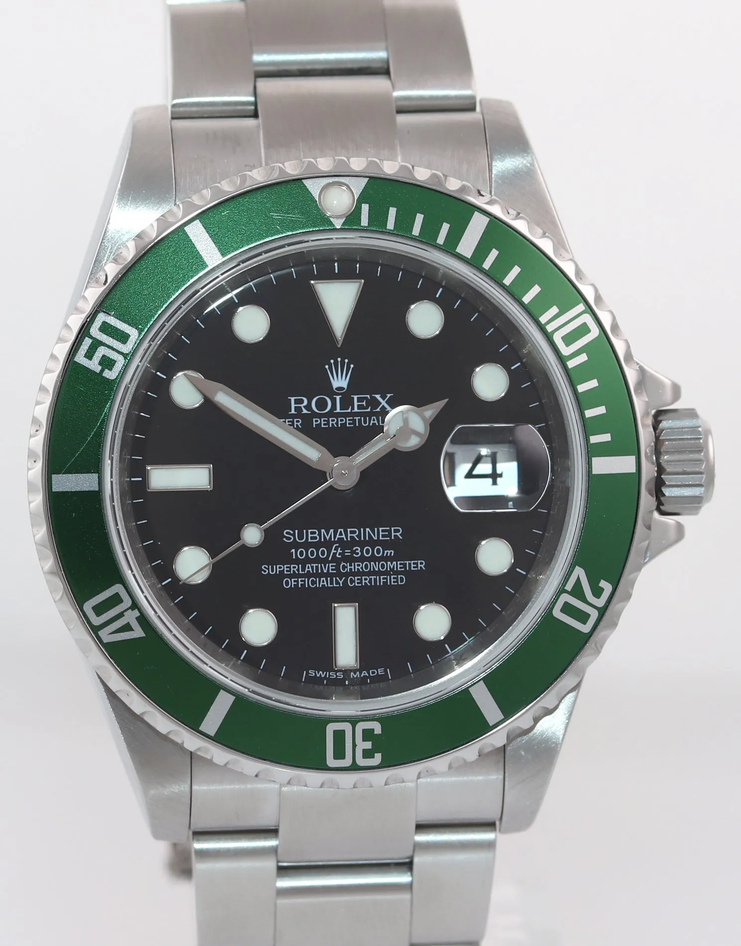 2008 MINT Rolex Submariner Green Kermit 16610LV Engraved Rehaut Watch Box