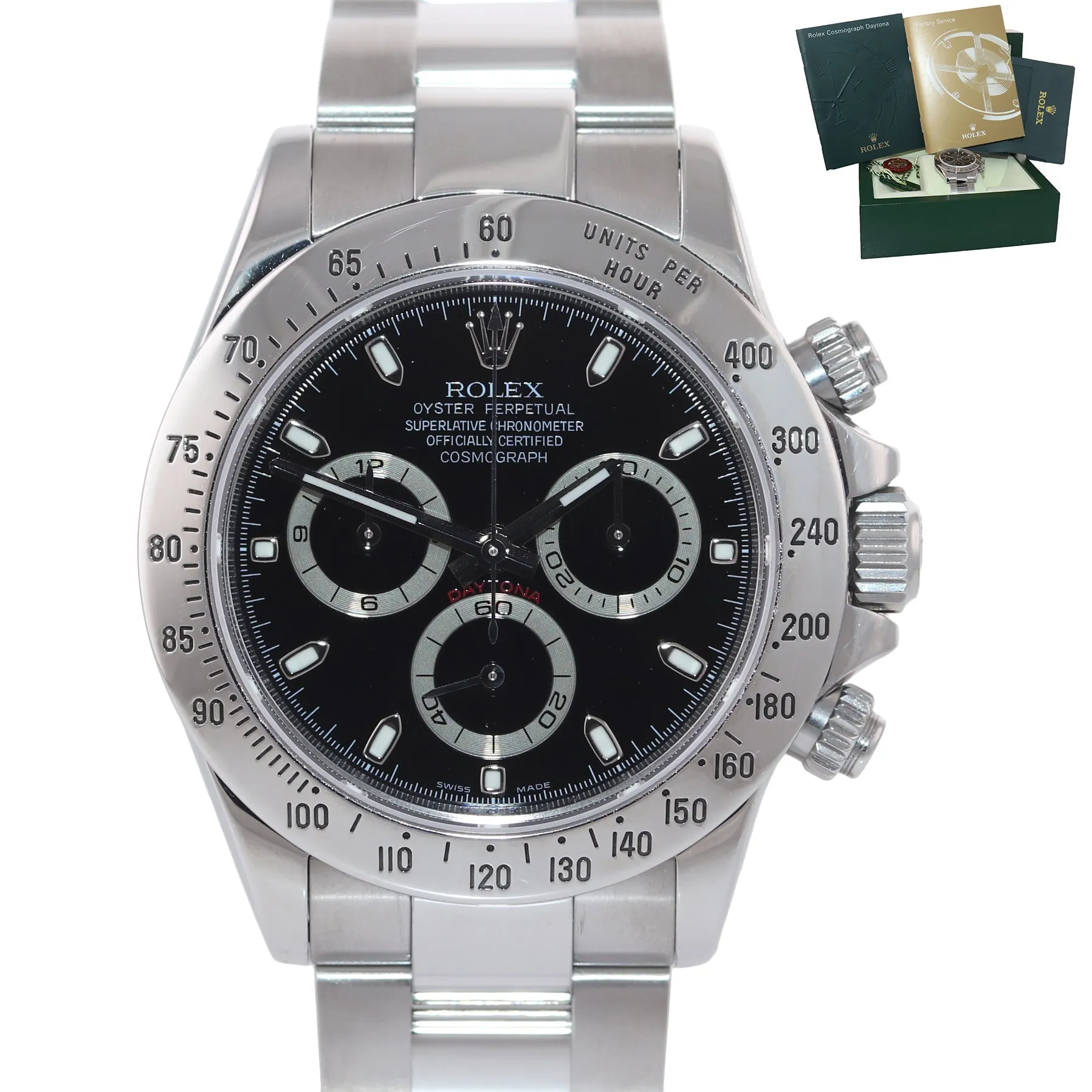 2010 Rehaut Rolex Daytona 116520 Black Steel New Style Fat Buckle 40mm Watch Box