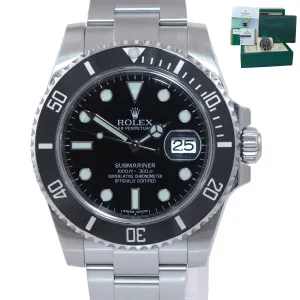 2016 PAPERS Mint Rolex Submariner Date 116610 Steel Black Dive Ceramic Watch Box