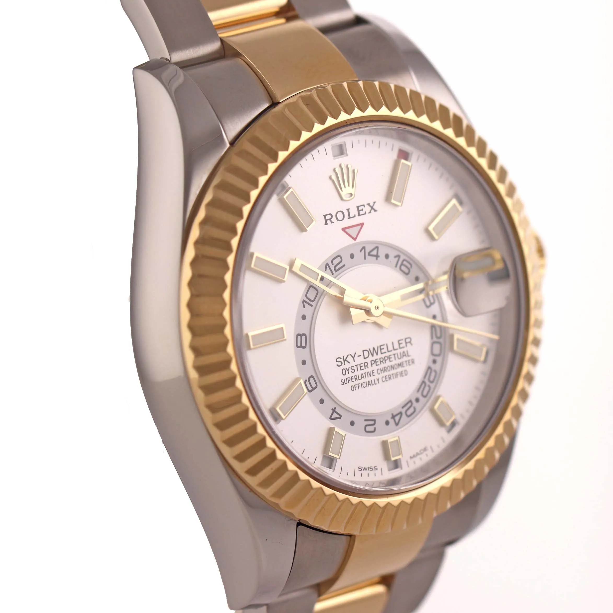 2018 PAPERS Rolex Sky-Dweller 326933 White 18K Two Tone Gold Steel 42mm Watch
