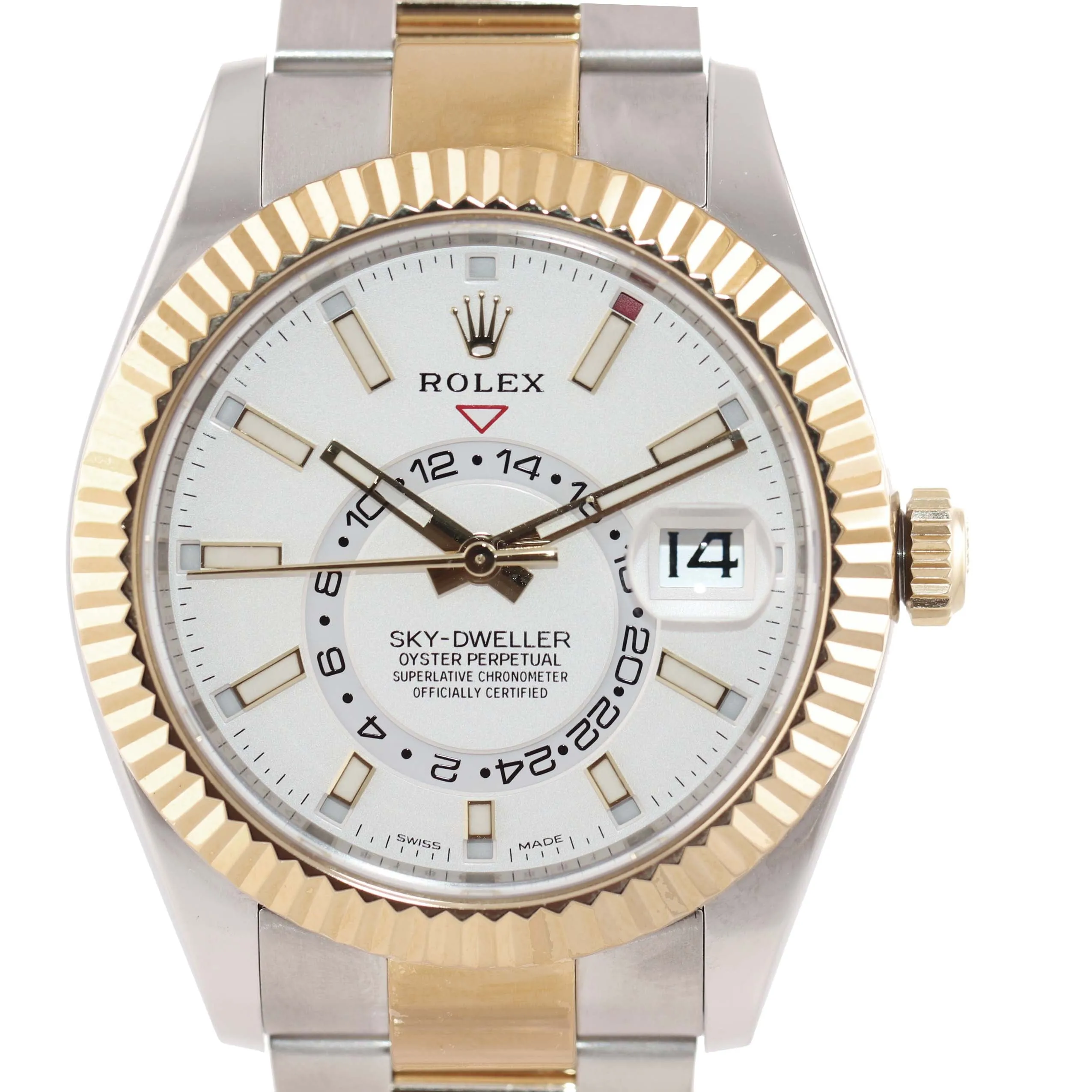 2018 PAPERS Rolex Sky-Dweller 326933 White 18K Two Tone Gold Steel 42mm Watch