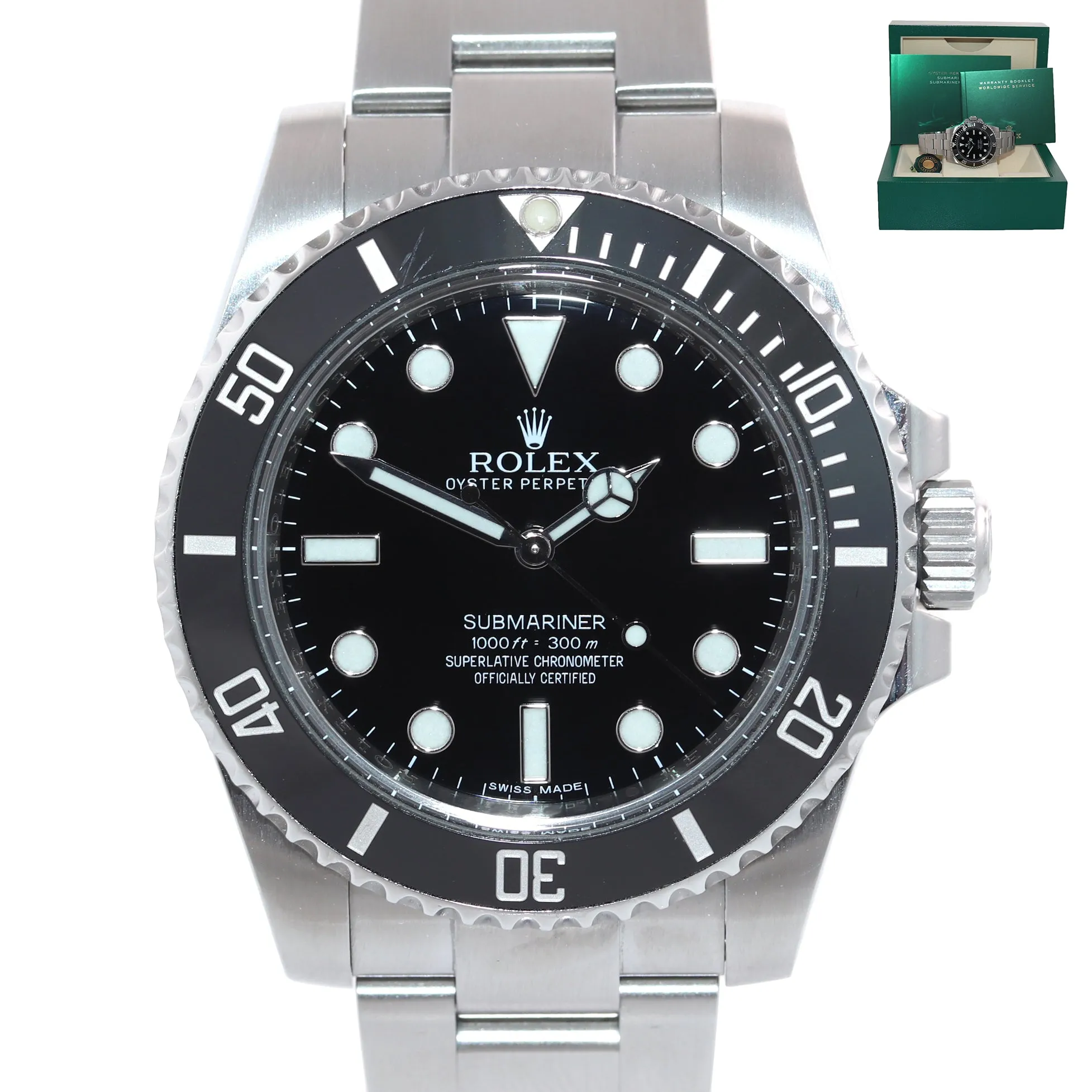 2018 Rolex Submariner No-Date 114060 Steel Black Ceramic Dive 40mm Watch Box
