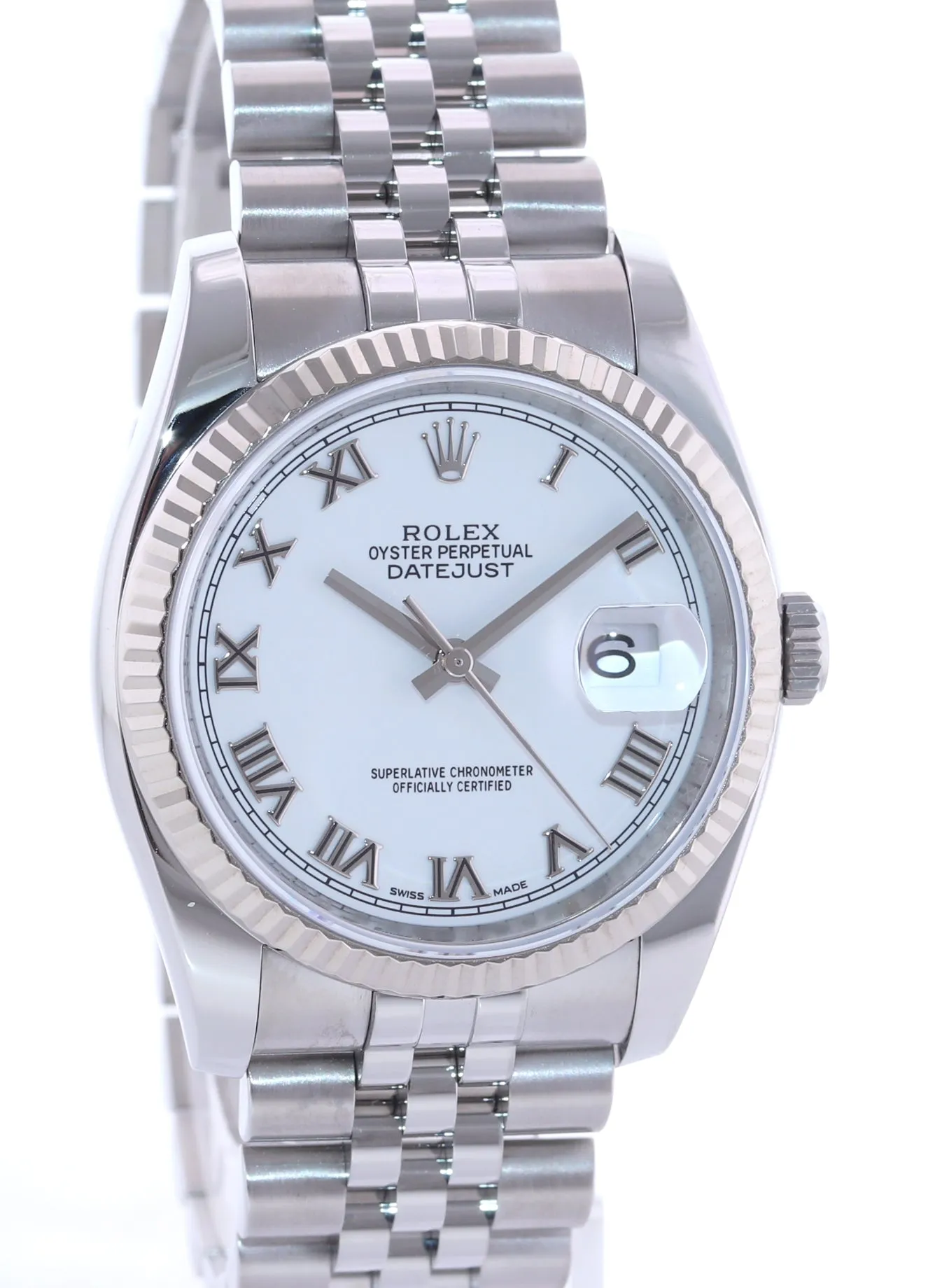 2019 PAPERS Rolex DateJust White Stick 116234 36mm Jubilee Steel Fluted Watch Box