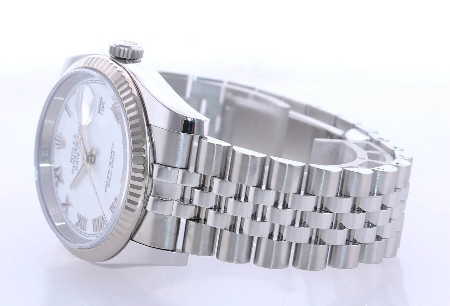 2019 PAPERS Rolex DateJust White Stick 116234 36mm Jubilee Steel Fluted Watch Box