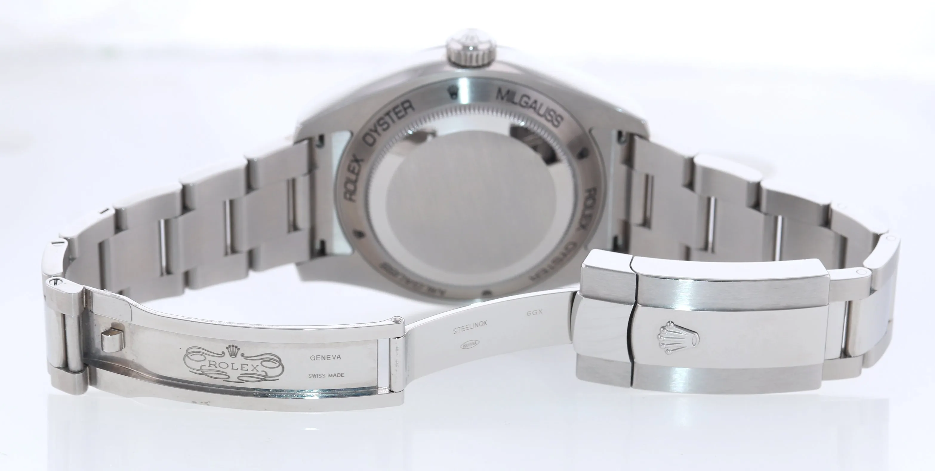 2021 New Papers Rolex Milgauss Blue Anniversary Green 116400GV Steel Watch Box