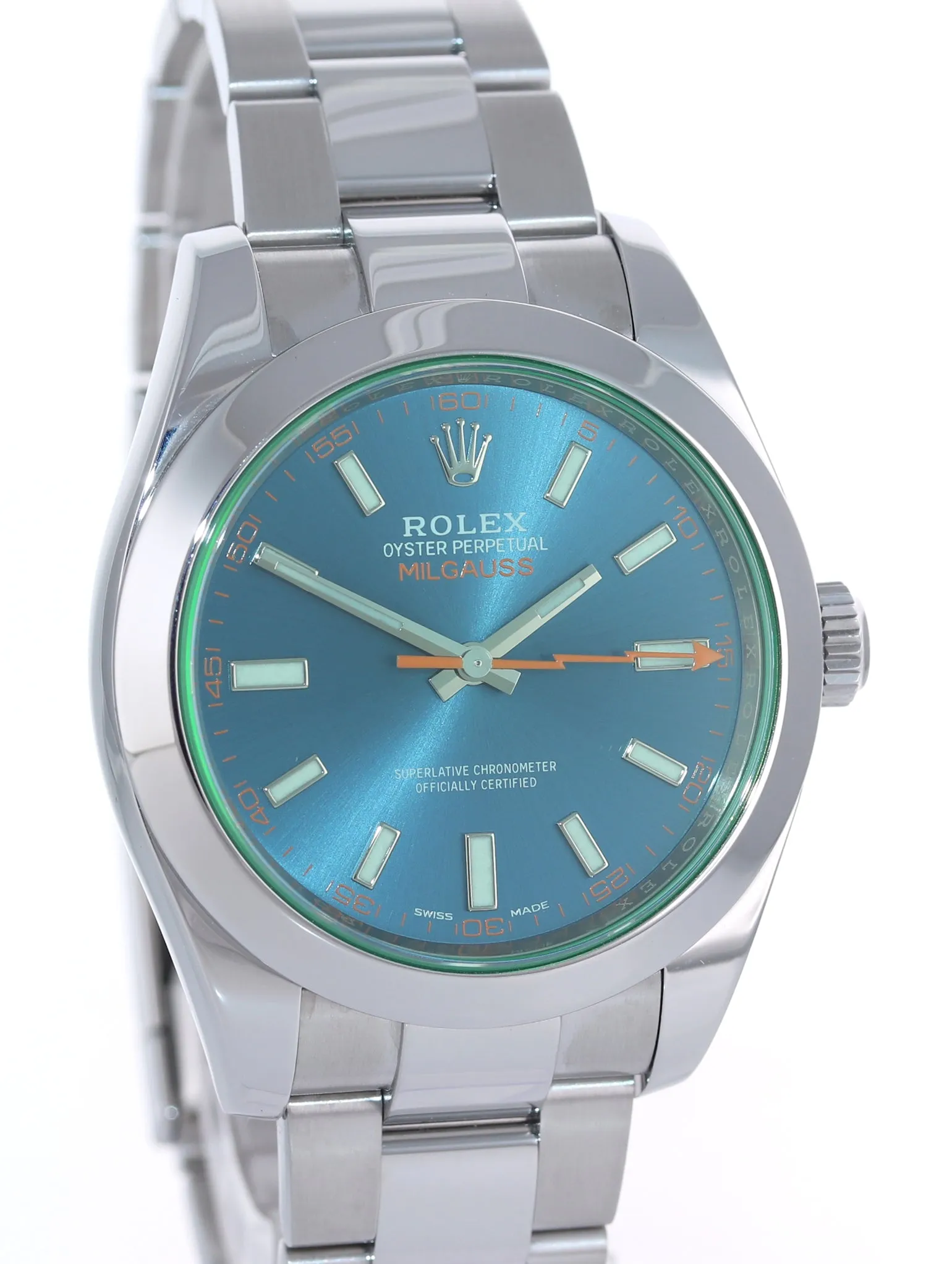 2022 NEW PAPERS Rolex Milgauss Blue Anniversary Green 116400GV Steel Watch Box