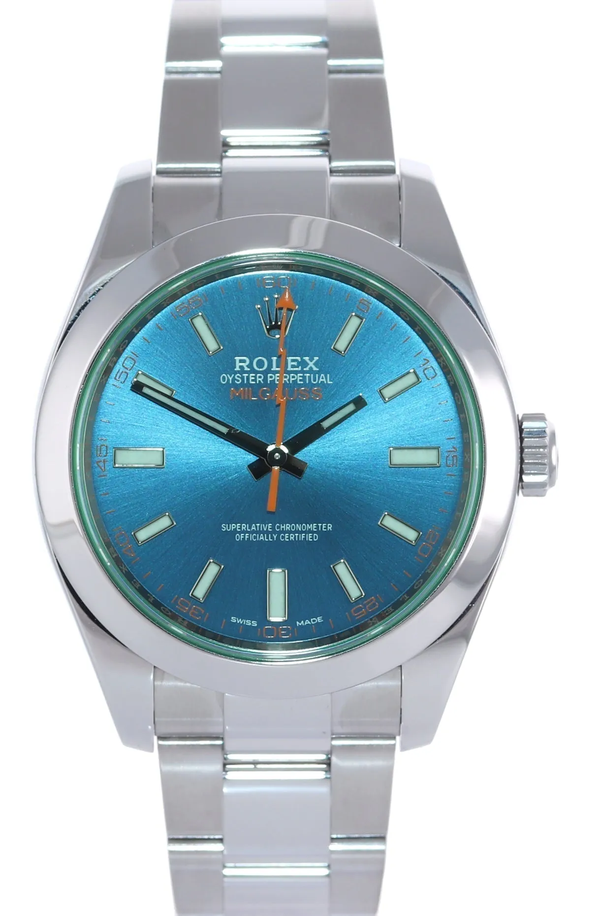 2022 NEW PAPERS Rolex Milgauss Blue Anniversary Green 116400GV Steel Watch Box