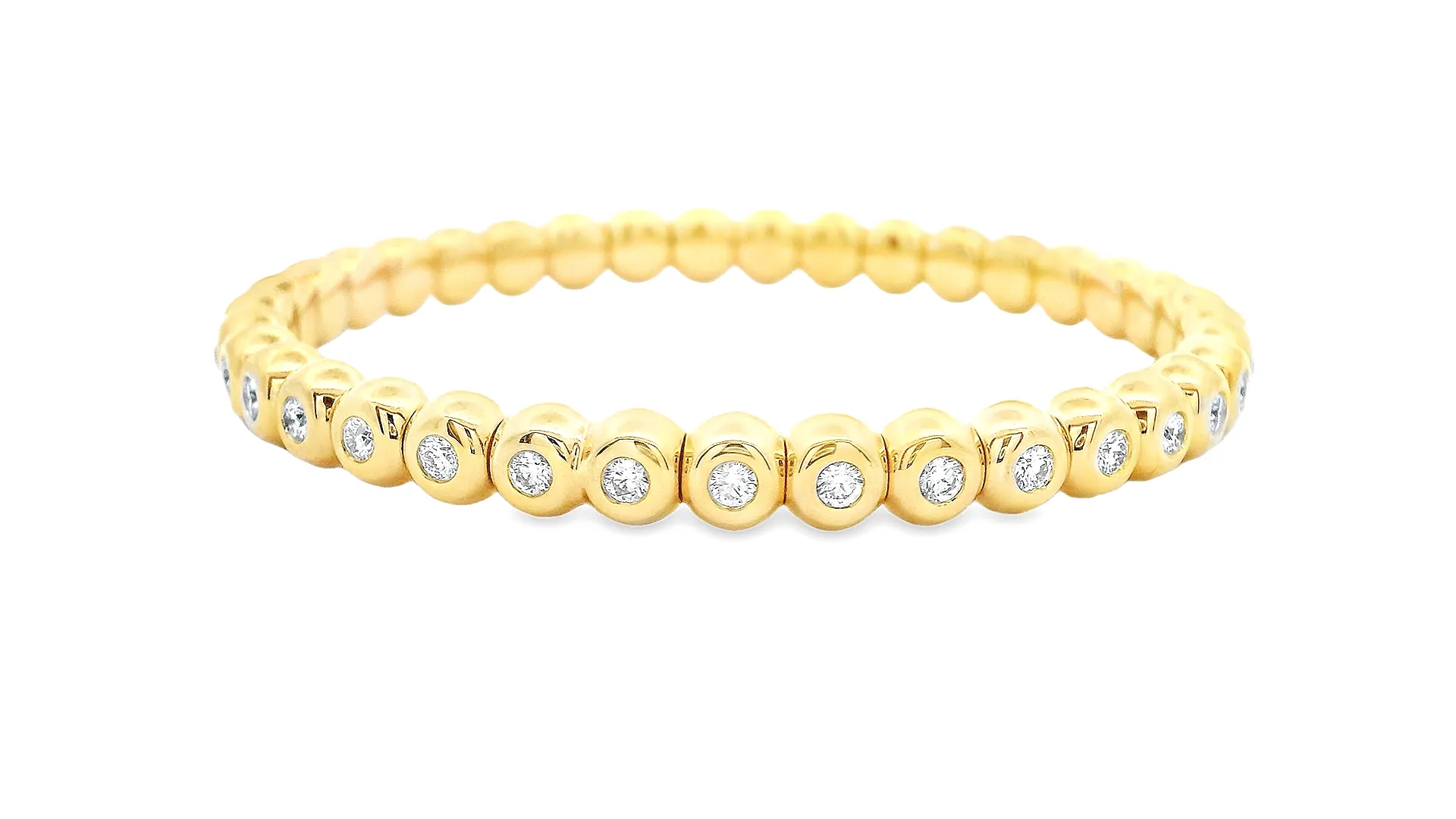2.04ct 18k Yellow Gold Diamond Stretch Bracelet