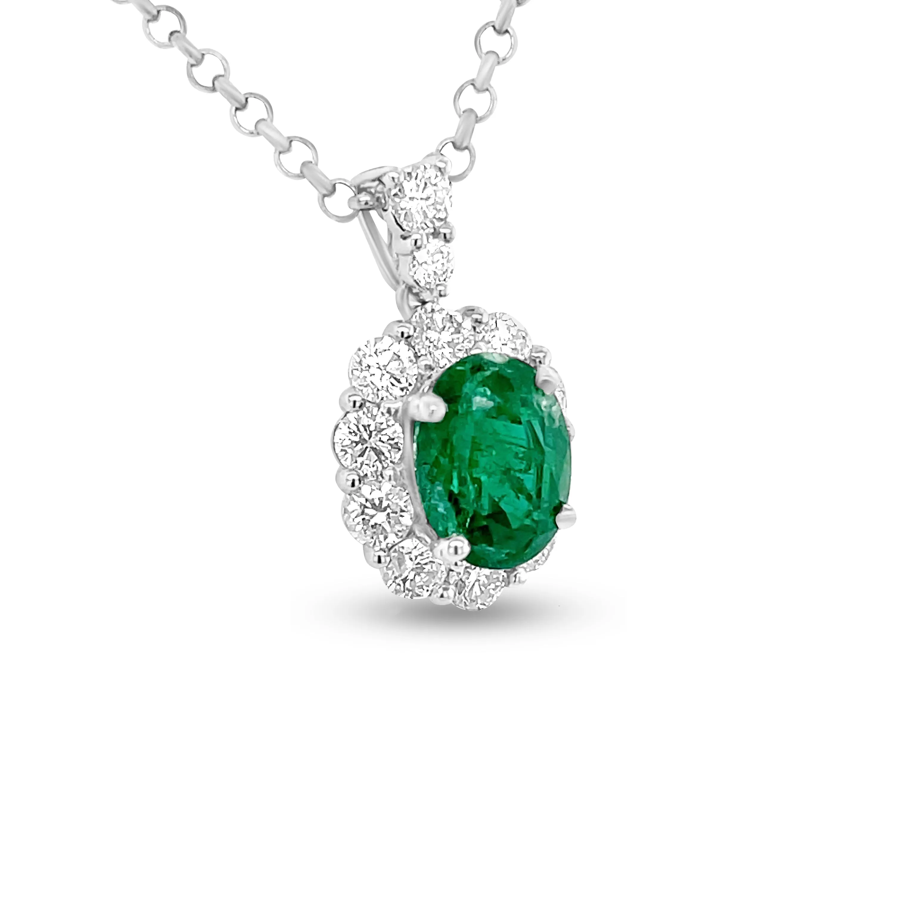 2.05 Carat Emerald Pendant in 14k White Gold