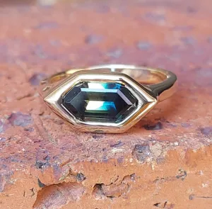 2.05ct Australian Parti Sapphire 9ct Yellow Gold Ring
