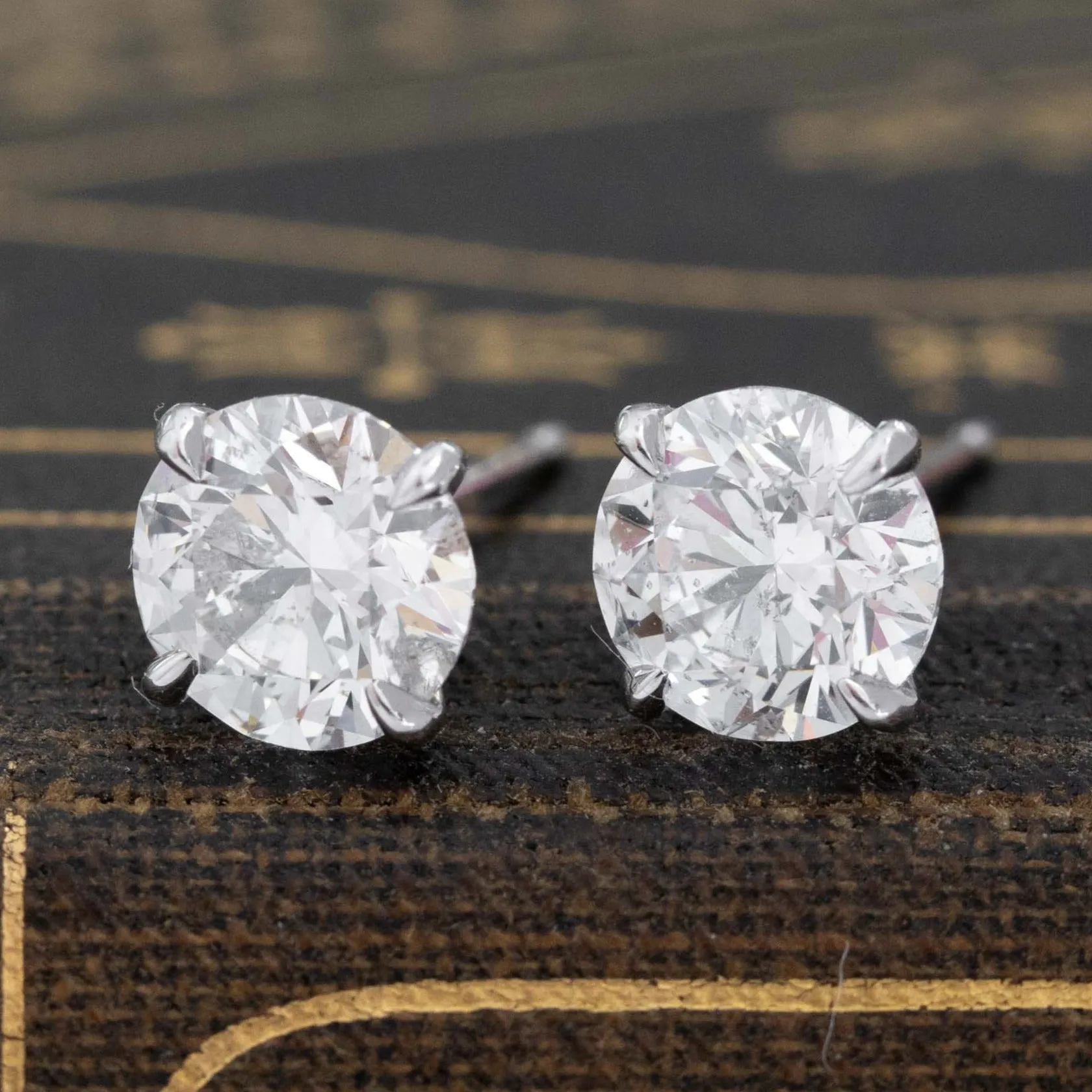 2.16ctw Round Brilliant Cut Diamond Earrings
