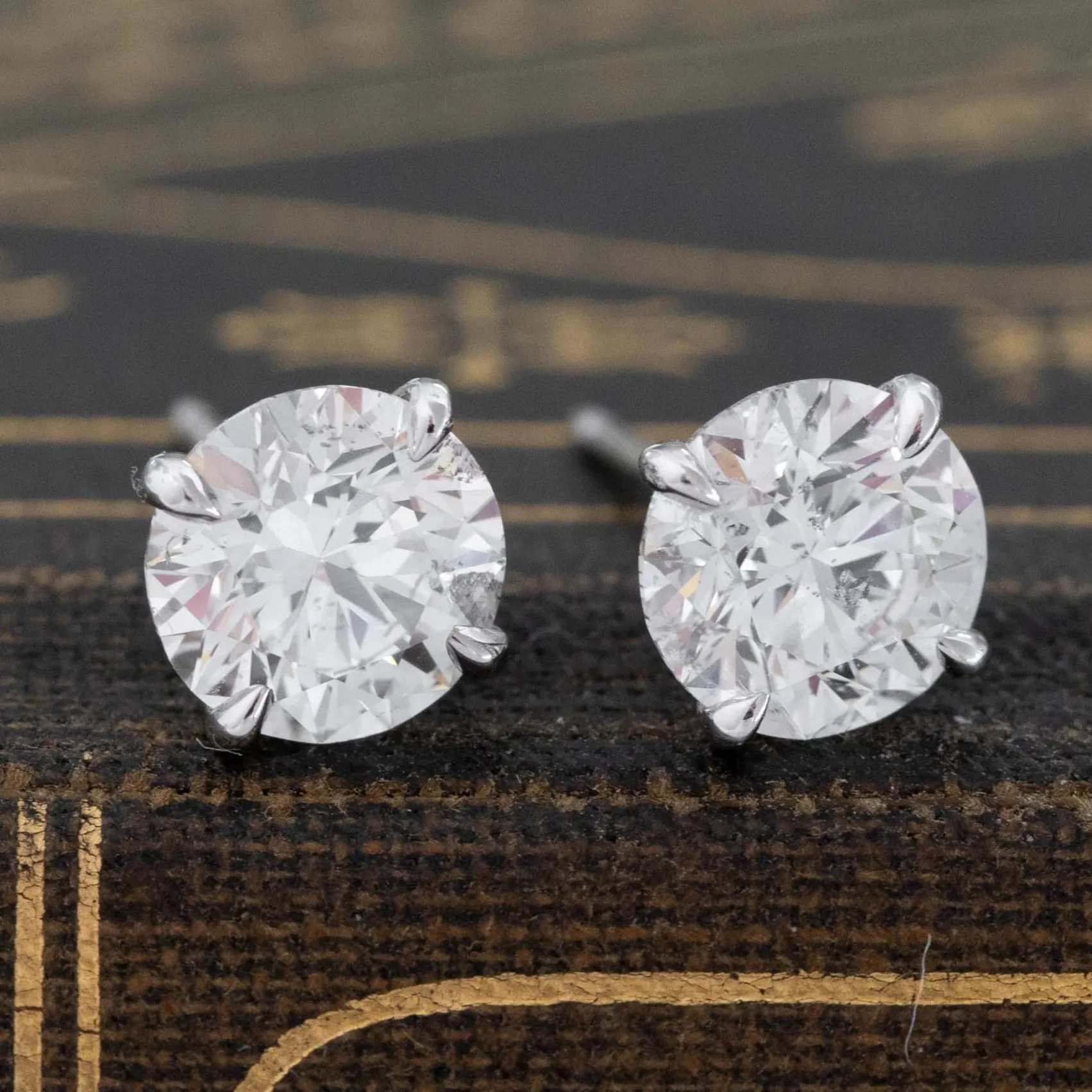 2.16ctw Round Brilliant Cut Diamond Earrings