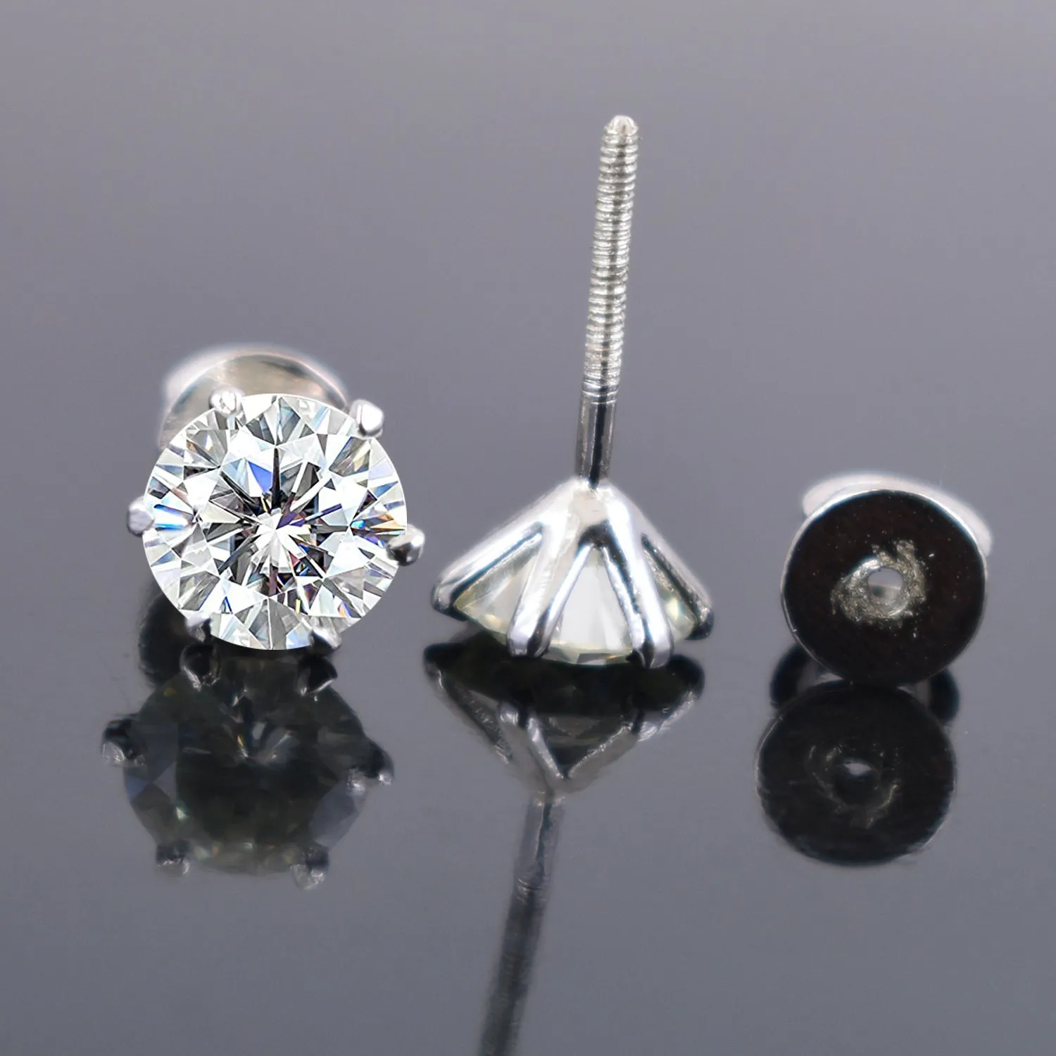 2.20 Ct Beautiful Off White Diamond Stud Earrings With Accents in 925 Silver! Great Shine & Elegant Look! Gift For Birthday/Anniversary!