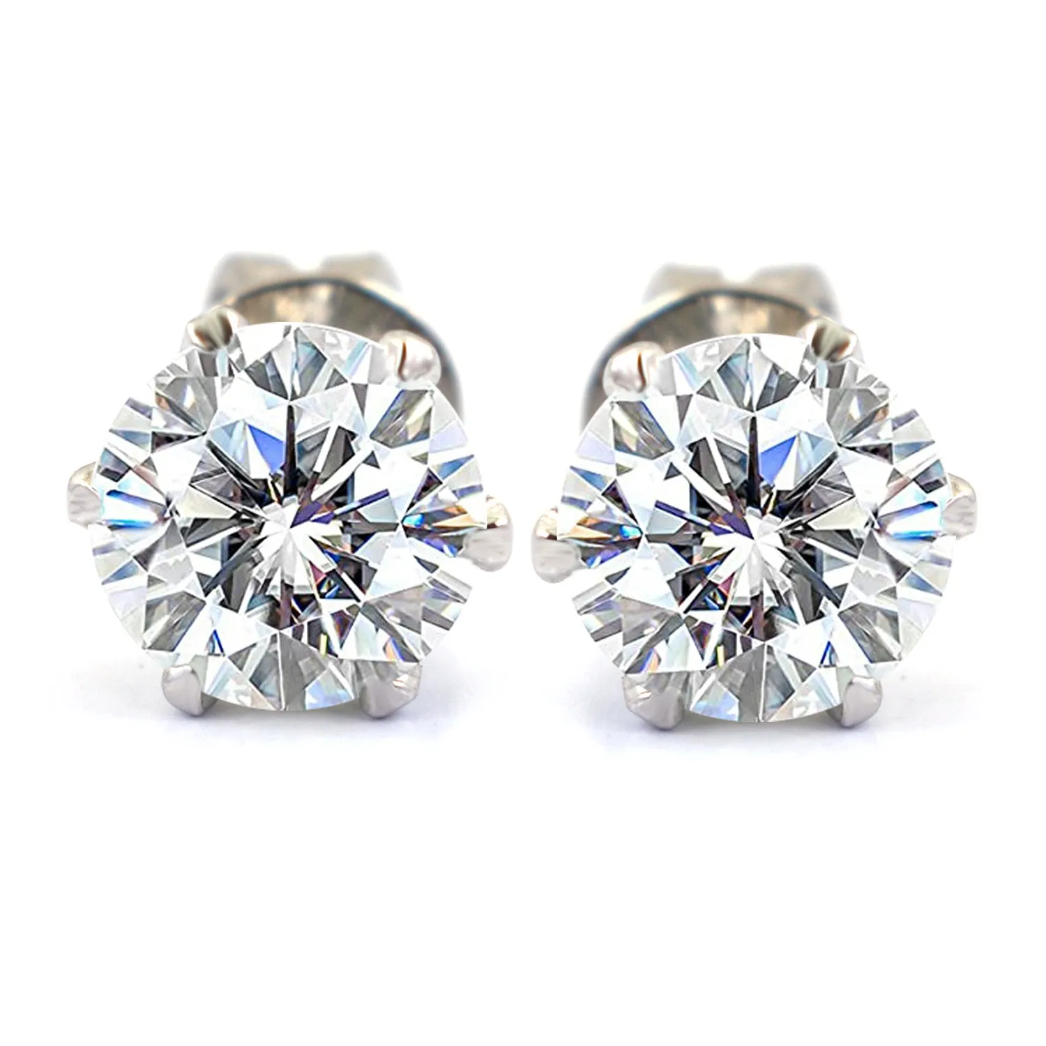 2.20 Ct Beautiful Off White Diamond Stud Earrings With Accents in 925 Silver! Great Shine & Elegant Look! Gift For Birthday/Anniversary!
