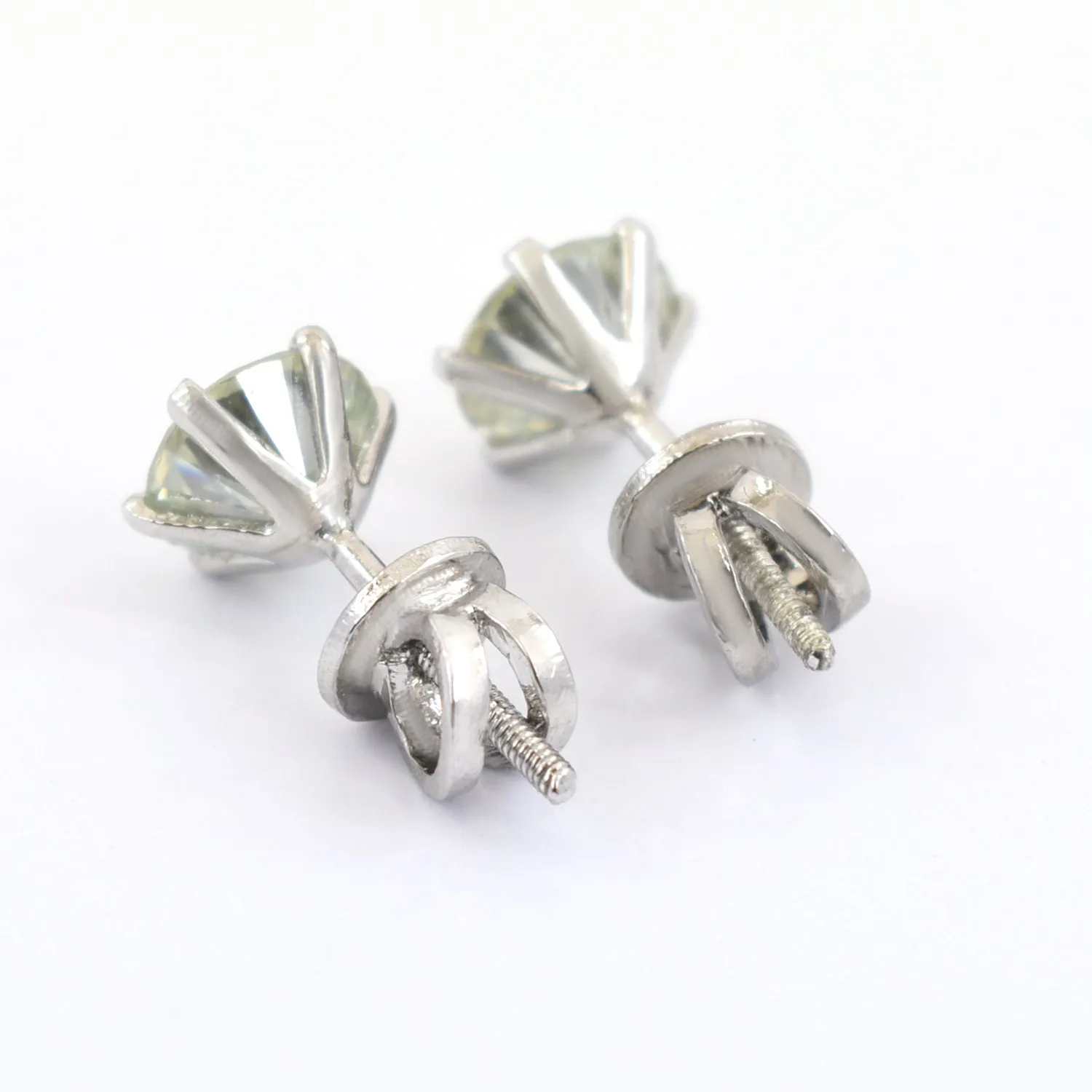 2.20 Ct Beautiful Off White Diamond Stud Earrings With Accents in 925 Silver! Great Shine & Elegant Look! Gift For Birthday/Anniversary!