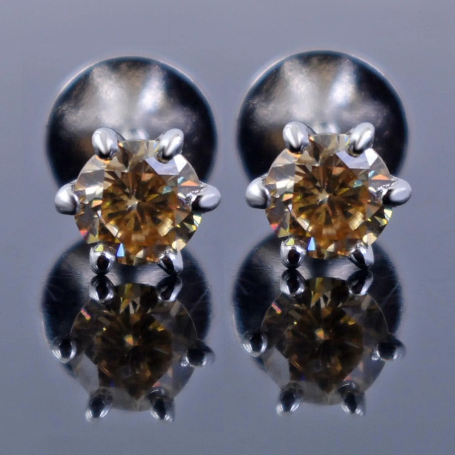 2.50 Ct Champagne Diamond Solitaire Studs in 925 Silver with Prong Settings, Great Shine & Luster! Ideal Gift for Girlfriend, Wife! Certified Diamond!